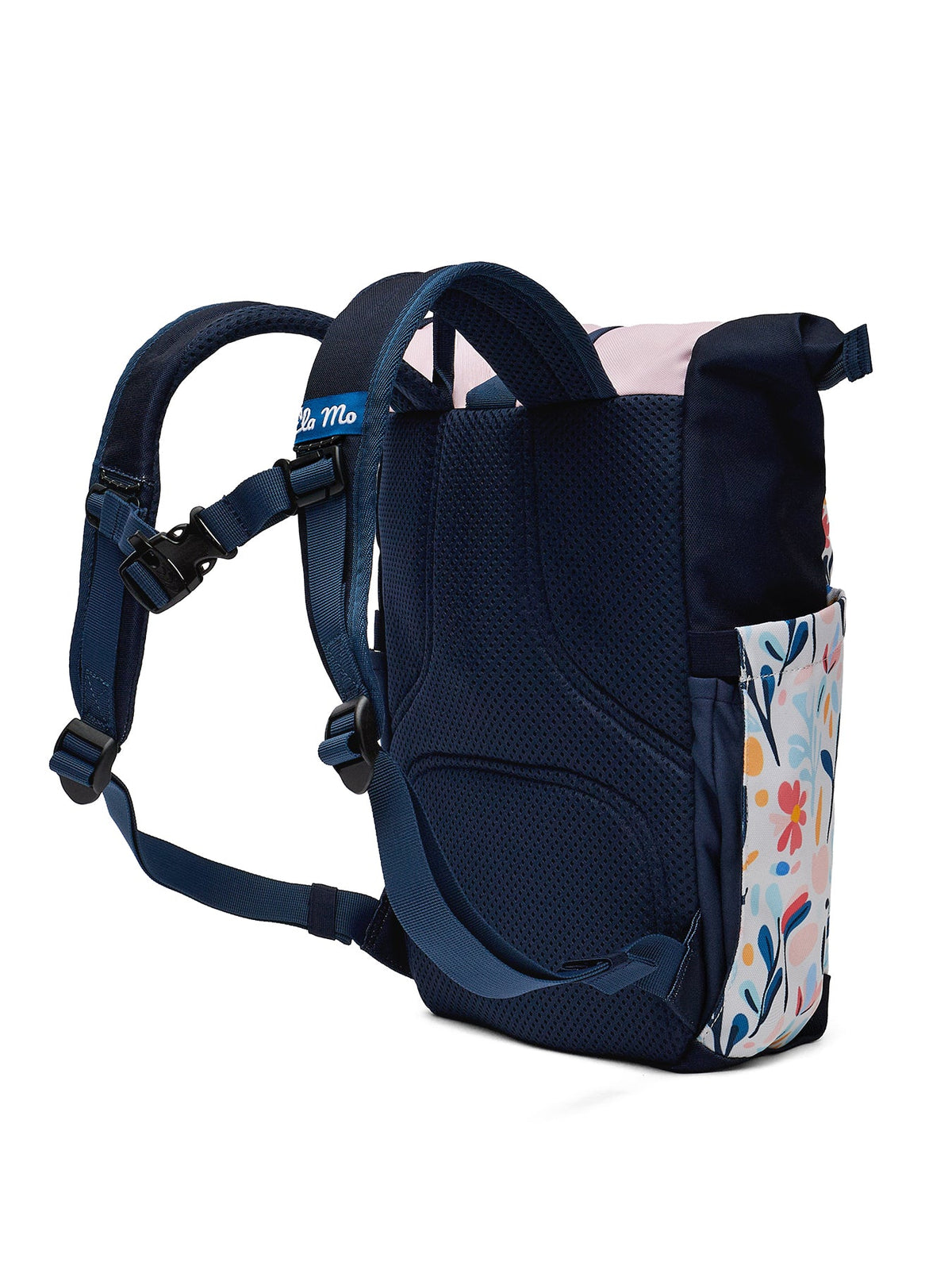 Ela Mo™ Kinderrucksack (6-10 Jahre) | Pastel Land. Die Rückseite des Rucksacks vor weißem Hintergrund.