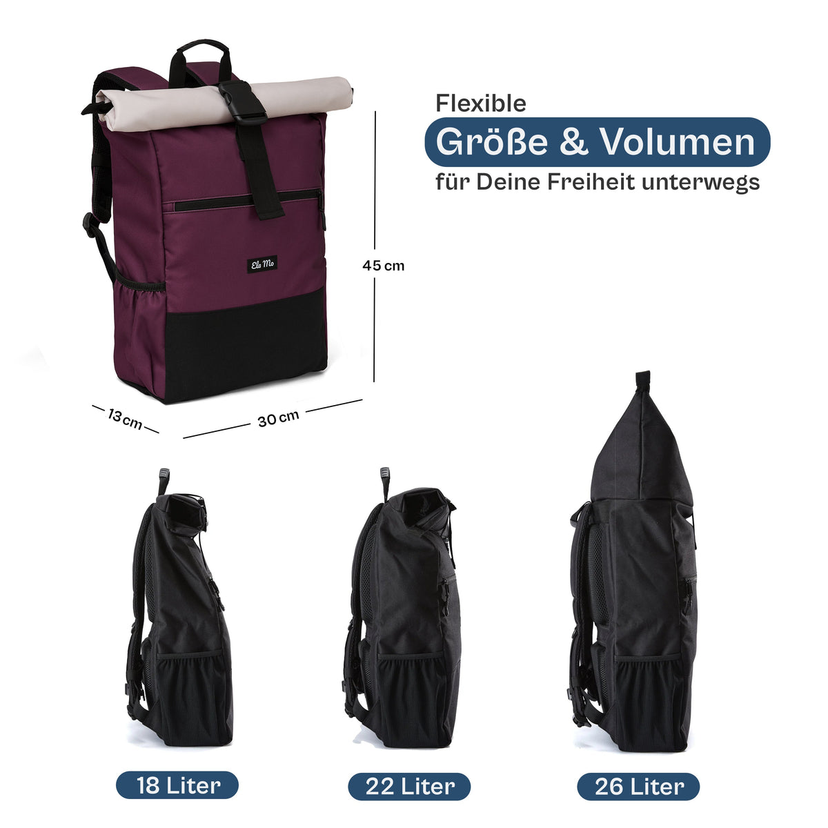 Ela Mo™ Rolltop Rucksack | Grape