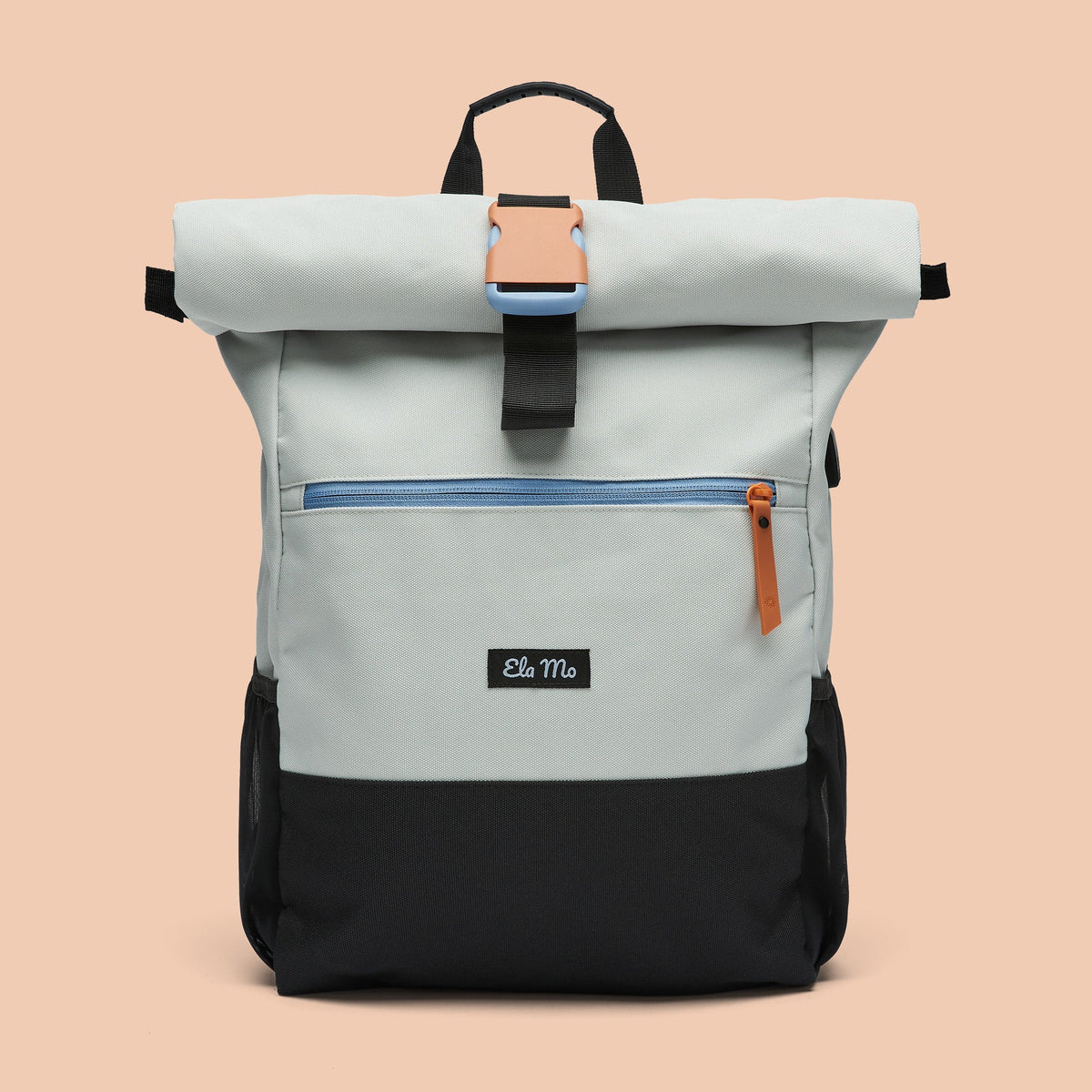 Ela Mo™ Rolltop Rucksack | Lightgrey Orange Pop