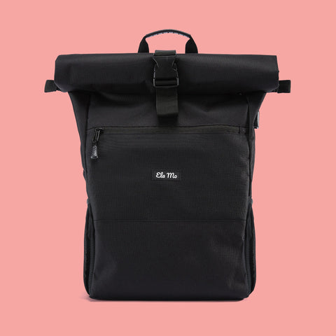 Black Ela Mo™ Rolltop Rucksack | Black