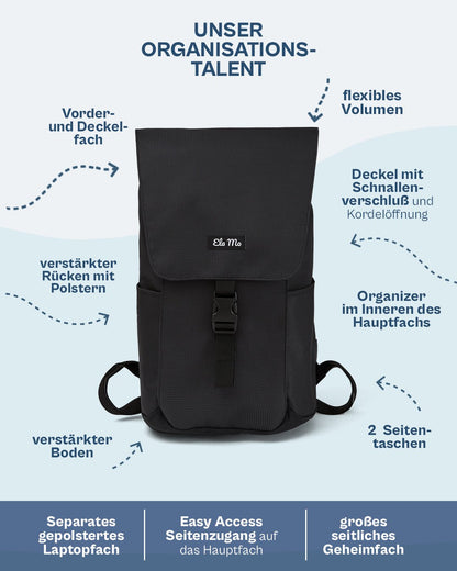 Ela Mo™ Everywhere Rucksack | Black Reflective