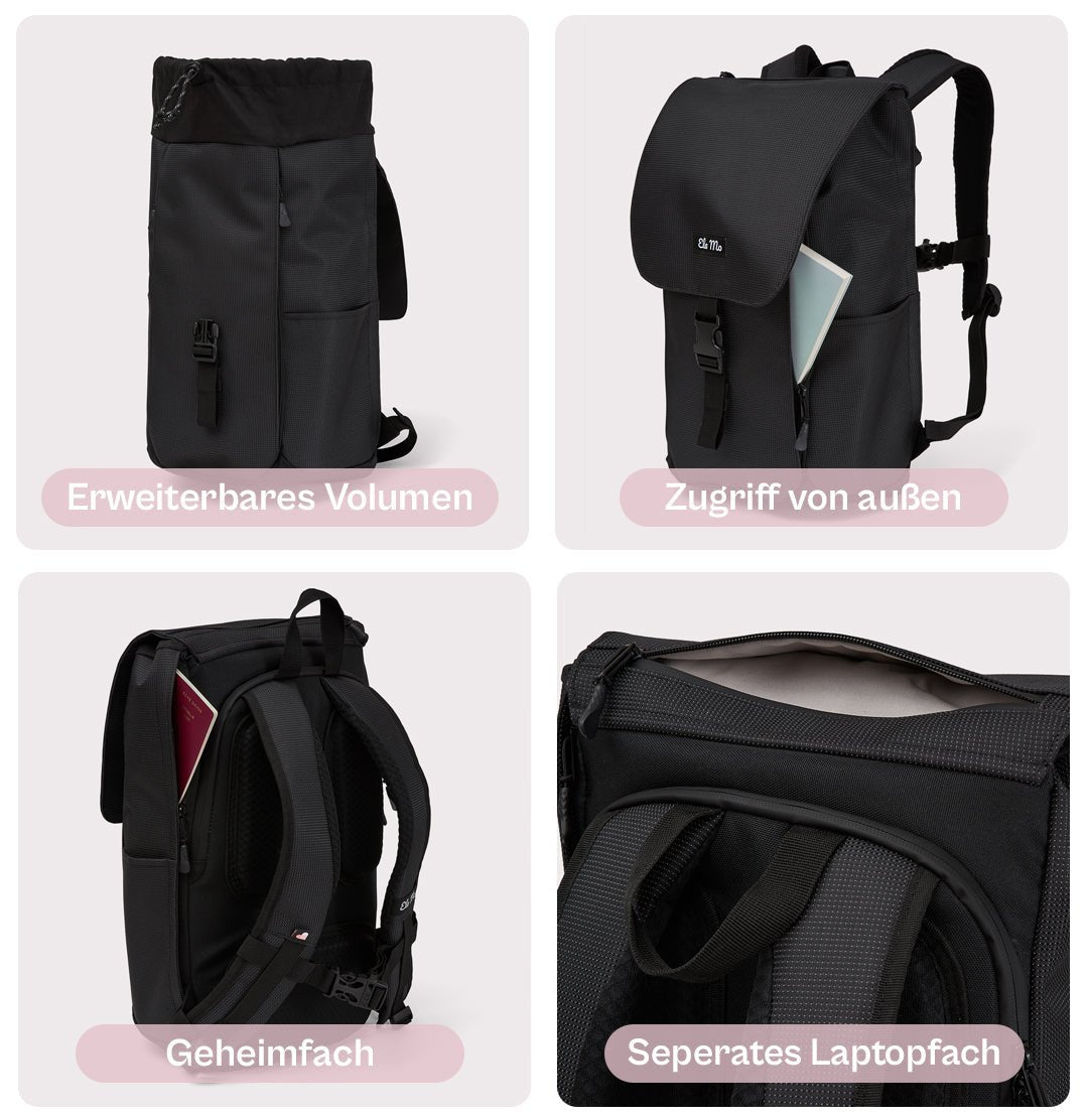 Ela Mo™ Everywhere Rucksack | Black Reflective