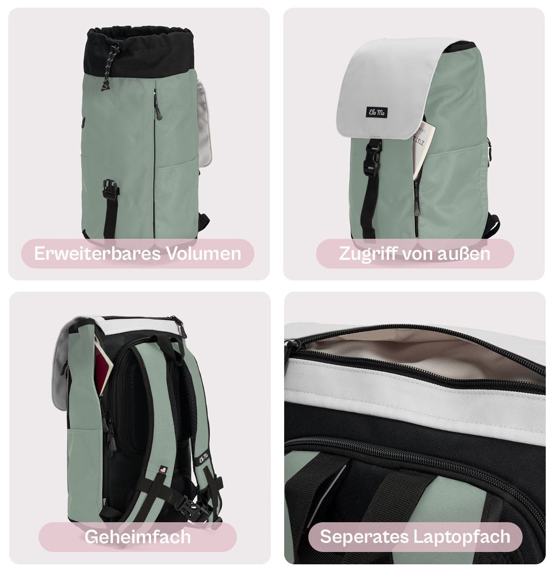Ela Mo™ Everywhere Rucksack | Mintgrey