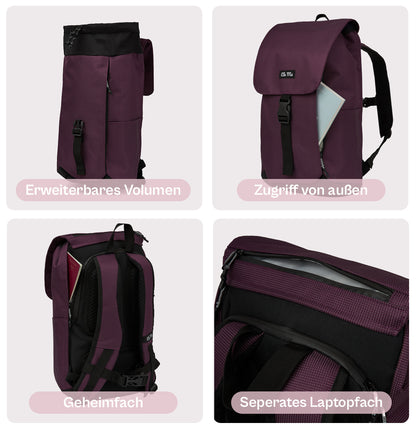 Ela Mo™ Everywhere Rucksack | Plum Reflective