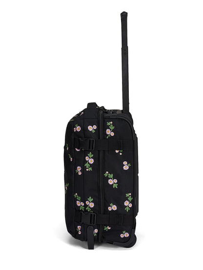 Ela Mo™ Reisetasche mit Rollen 42 Liter | Embroidery Edition Upsy Daisy. Rechte Seite der floral gemusterten Tasche.