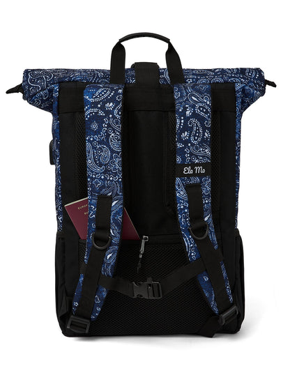 Ela Mo™ Rolltop Rucksack | Denim Paisley